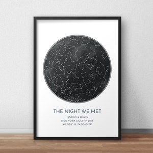 Benutzerdefinierte Sternenkarte Druck, Jubiläumsgeschenk, Nachthimmel Druck, Sternenkarte Poster, Hochzeitsgeschenk, Sternbild Druck, personalisiertes Geschenk gerahmt