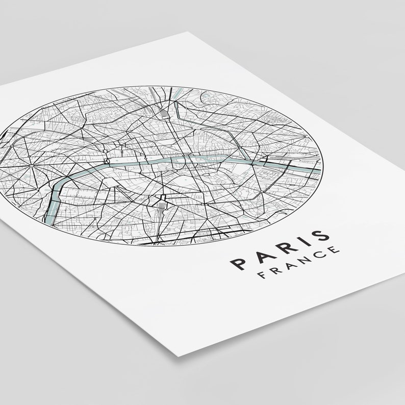 Paris City Map Print Street Map Art Paris Harta Poster Paris Etsy Etsy