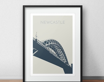 Newcastle Tyne Bridge Print: Archival Satin Travel Poster