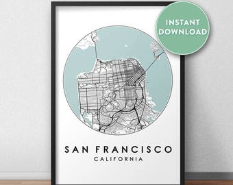San Francisco City Map Printable, Street Map Art, San Francisco Map Print, City Map Wall Art, San Francisco Map, Travel Poster, Map Print