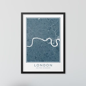 Impresión de mapa de la ciudad de Londres, arte del mapa de calles, cartel del mapa de Londres, impresión del mapa de Londres, arte de la pared del mapa de la ciudad, mapa de Londres, cartel de viaje, impresión del mapa