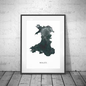 Wales Map Watercolour Print, Watercolor Map Art, Wales Map Poster, Wales Map Print, Wales Map, Travel Poster, Watercolor Map image 1