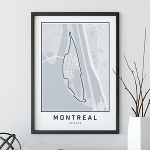 Impression de carte de Formule 1 de Montréal, affiche F1, impressions de Formule 1, impression de sport automobile, carte du circuit du Grand Prix, cadeau pour papa, cadeau de la fête des Pères