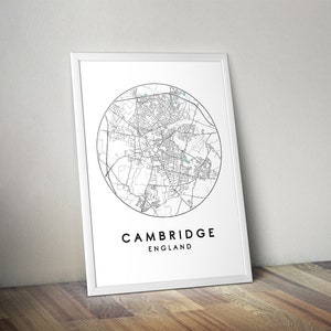 Cambridge City Map Print, Street Map Art, Cambridge Map Poster, Cambridge Map Print, City Map Wall Art, Cambridge Map, Travel Poster image 2