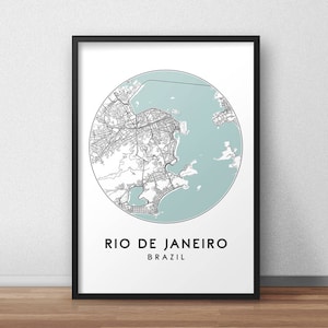 Rio De Janeiro City Map Print, Street Map Art, Rio De Janeiro Map Poster, Rio De Janeiro Map Print, City Map, Rio Map, Travel Poster