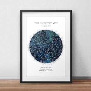 Impresión de mapa estelar personalizada, regalo de aniversario, impresión de cielo nocturno, póster de mapa estelar, regalo de boda, impresión de constelación del zodíaco, regalo personalizado