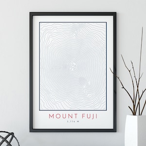Impression de carte topographique du mont Fuji, impression de carte de lignes de contour, impression du mont Fuji, impression de montagne, impression de carte topographique, affiche de voyage, mont Fuji