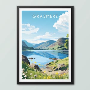 Grasmere Lake District Travel Poster Wall Art Print Grasmere Poster Grasmere Print Grasmere Art Print Travel Print National Park