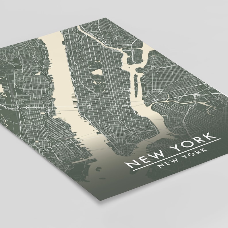 New York City Map Art Print: Minimalist Street Map Travel Poster - Etsy