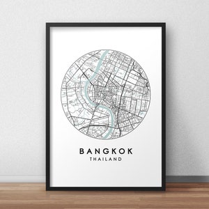 Bangkok City Map Print, Street Map Art, Bangkok Map Poster, Bangkok Map Print, City Map Wall Art, Bangkok Map, Travel Poster, Thailand