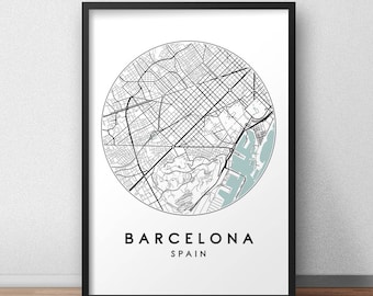 Barcelona City Map Print, Street Map Art, Barcelona Map Poster, Barcelona Map Print, City Map Wall Art, Barcelona Map, Travel Poster