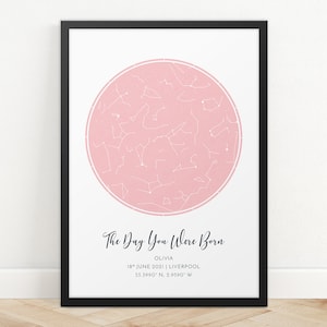 Stampa mappa stellare personalizzata, regalo di anniversario, stampa cielo notturno, poster mappa stellare, regalo di nozze, stampa costellazione zodiacale, regalo personalizzato