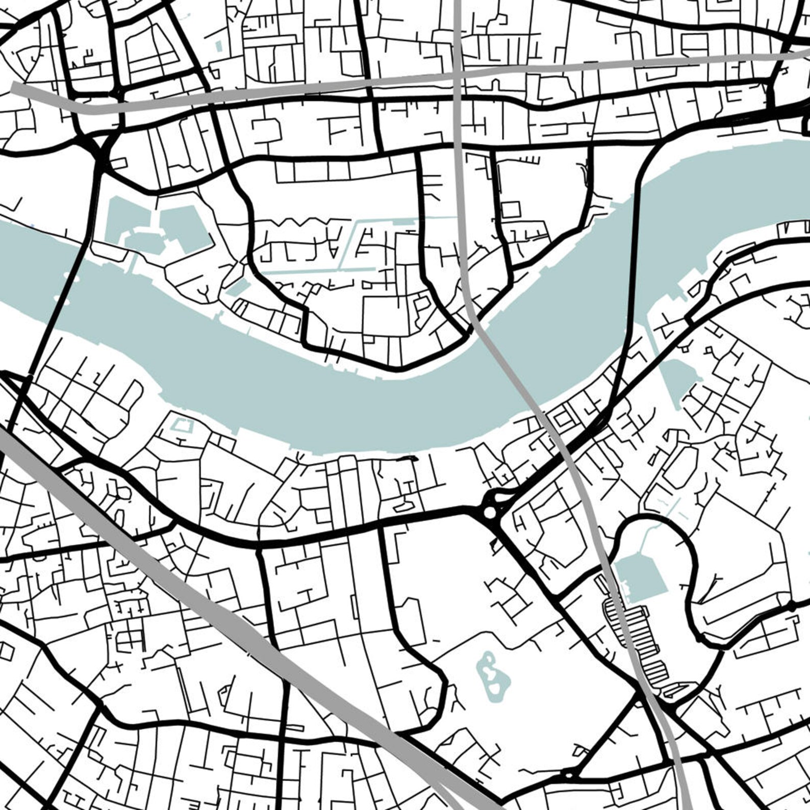 London City Map Printable Street Map Art London Map Print | Etsy
