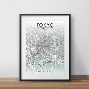 Tokyo City Map Art Print: Minimalist Street Map Travel Poster
