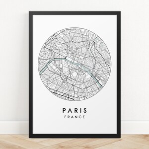 Paris City Map Print, Street Map Art, Paris Map Poster, Paris Map Print, City Map Wall Art, Paris Map, Travel Poster, France, Map Print image 3
