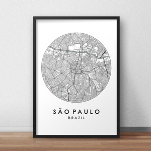Sao Paulo Stadt Karte Print, Street Karte Kunst, Sao Paulo Karte Poster, Sao Paulo Karte Print, Stadt Karte Wandkunst, Sao Paulo Karte, Reise Poster
