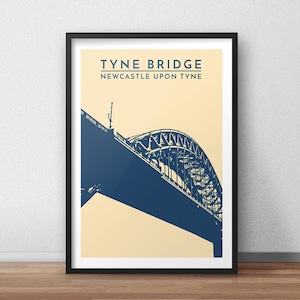 Tyne Bridge Minimalist Print - Newcastle Upon Tyne, Landmark, City Print, Travel Poster