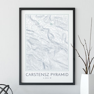 Carstensz Pyramid Topographic Map Print, Contour Lines Map Print, Carstensz Pyramid Print, Mountain Print, Map Print, Seven Summits