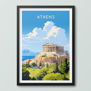 Athens Travel Poster Wall Art Print Athens Poster Greece Print Parthenon Art Print Acropolis Poster Travel Print Athens City Print