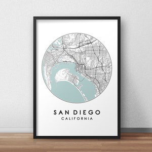 San Diego City Map Print, Street Map Art, San Diego Map Poster, San Diego Map Print, City Map Wall Art, San Diego Map, Travel Poster