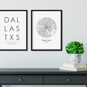 Dallas Druck-Set, Dallas Karte, Typografie Druck, Dallas Druck, Straßenkarte Druck, Reisedruck, Reiseposter, Kartendruck