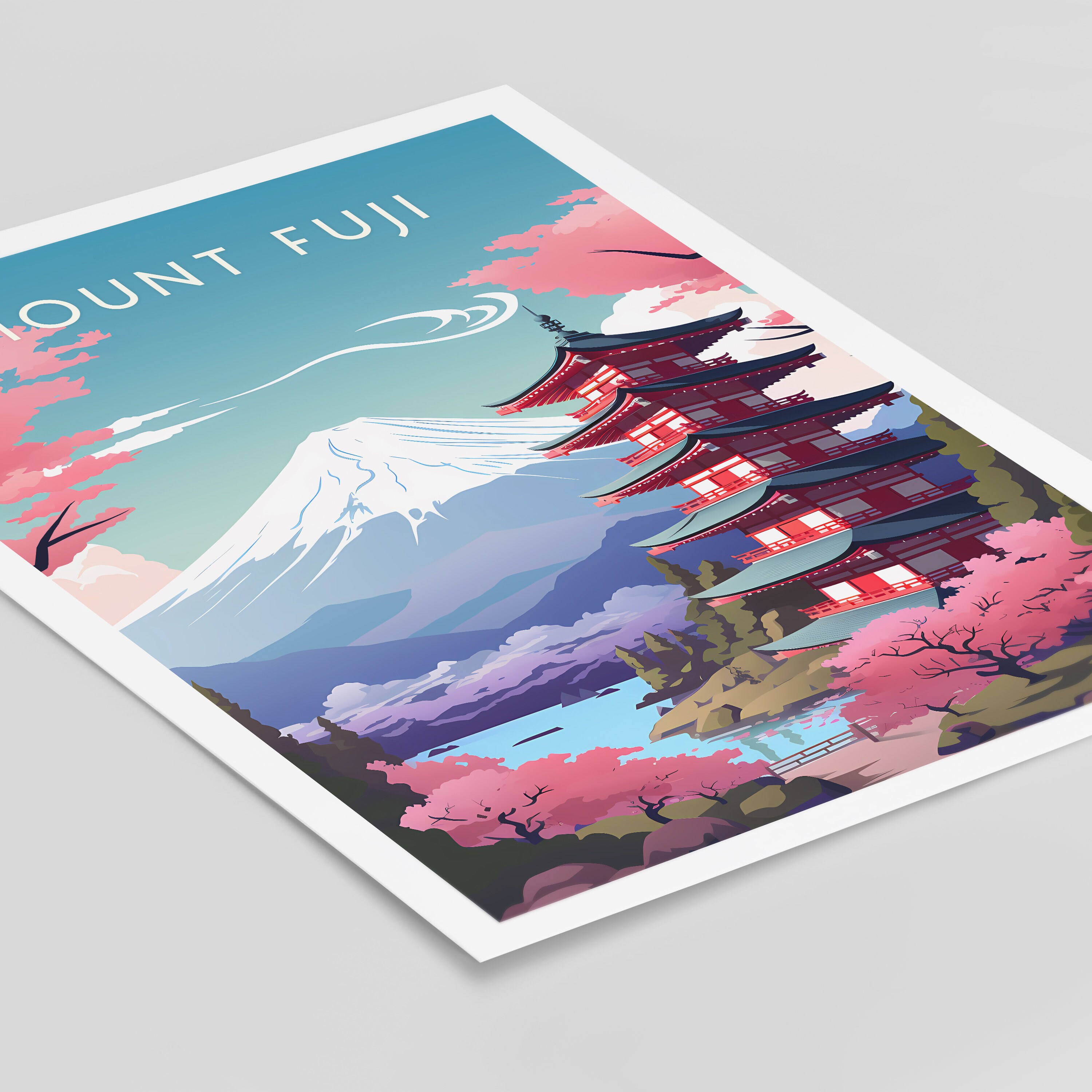 Mount Fuji Travel Poster Wall Art Print Tokyo Poster Japan Print Mount ...