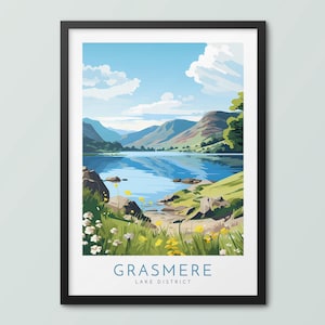 Grasmere Lake District Travel Poster Wall Art Print Grasmere Poster Grasmere Print Grasmere Art Print Travel Print National Park