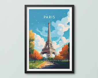 Affiche de voyage de Paris, impression d'art mural Affiche de Paris, impression de la France, impression d'art de la tour Eiffel, impression de voyage, impression de la ville de Paris