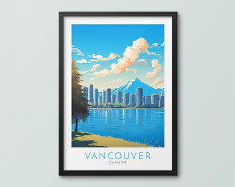Cartel de viaje de Vancouver Impresión de arte de pared Cartel de Vancouver Impresión de Vancouver Impresión de viajes de Vancouver Impresión de la ciudad de Vancouver