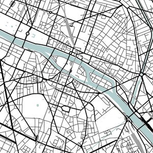 Paris City Map Printable, Street Map Art, Paris Map Print, City Map ...