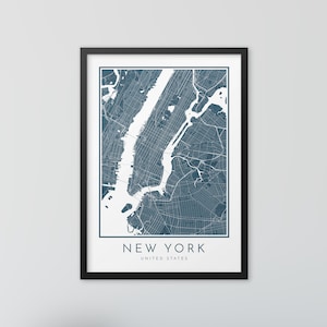 Impressão de mapa da cidade de Nova York, arte de mapa de ruas, pôster de mapa de Nova York, impressão de mapa de Nova York, arte de mapa da cidade, mapa de Nova York, pôster de viagem, impressão de mapa