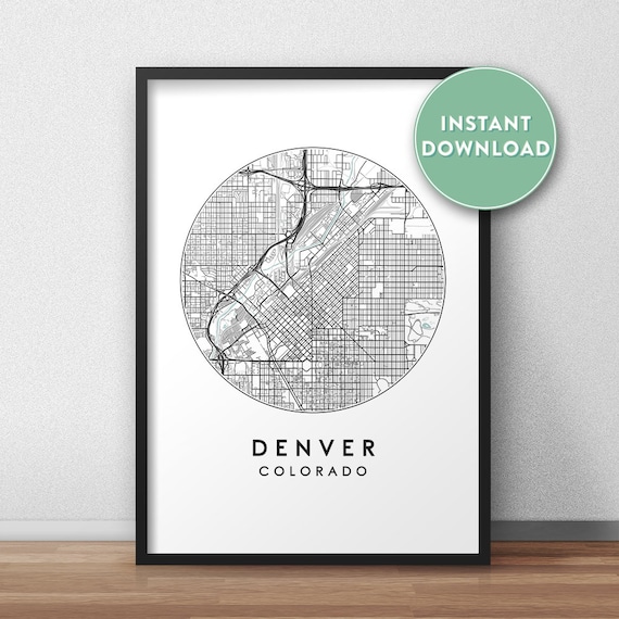 Denver City Map Printable Street Map Art Denver Map Print | Etsy