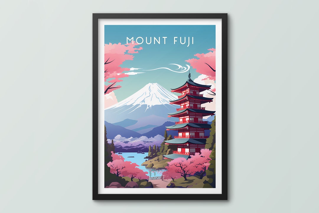 Mount Fuji Travel Poster Wall Art Print Tokyo Poster Japan Print Mount ...