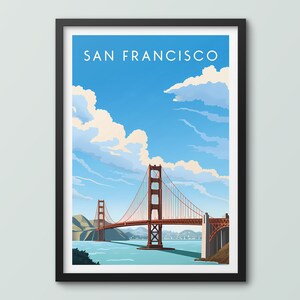 San Francisco Reise Poster Wall Art Print San Francisco Poster Golden Gate Bridge Art Print Reise Print San Francisco City Print