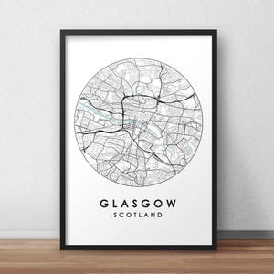 Glasgow Stadt Karte Druck, Straßenkarte Kunst, Glasgow Karte Poster, Glasgow Karte Druck, Stadt Karte Wandkunst, Glasgow Karte, Reiseplakat, Karte Druck