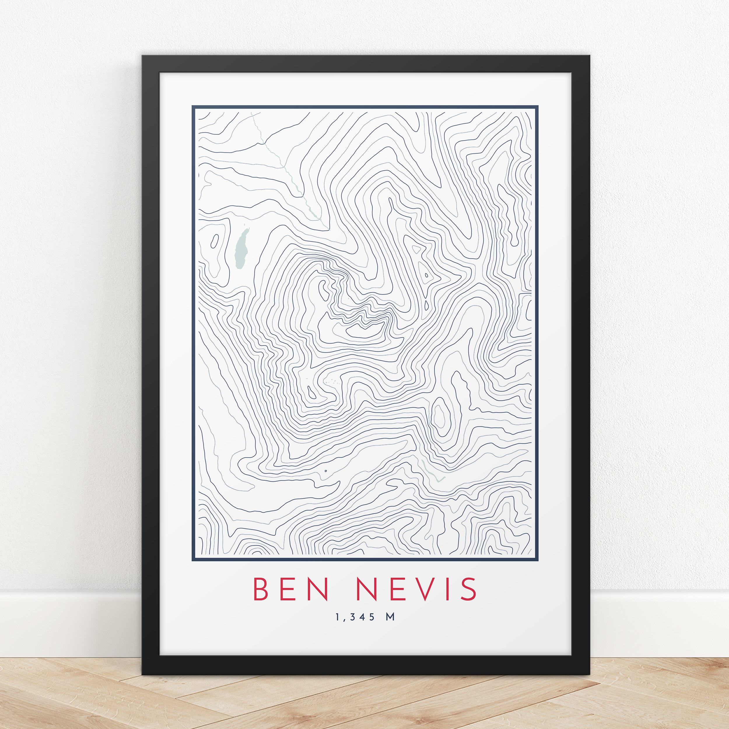 Ben Nevis Topographic Map Print, Contour Lines Map Print, Ben
