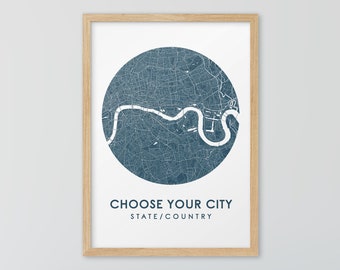 Custom City Map Print Any City Map Custom Map Print City Map Wall Art Custom Map, Travel Poster Map Print, Personalised Gift