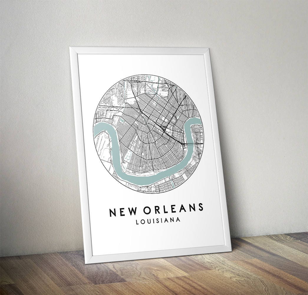 New Orleans City Map Print, Street Map Art, New Orleans Map Poster, New