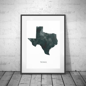 Texas Karte, Aquarell Print, Texas State, Texas Poster, Texas Print, State Map, Reiseplakat, Aquarell Karte