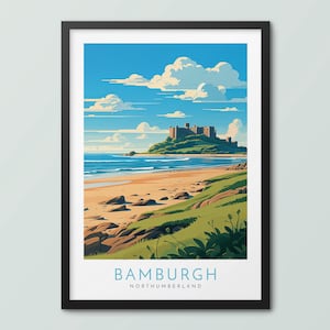 Bamburgh Travel Poster Wall Art Print Bamburgh Poster Bamburgh Print Bamburgh Castle Art Print Bamburgh Travel Print Bamburgh Castle Print