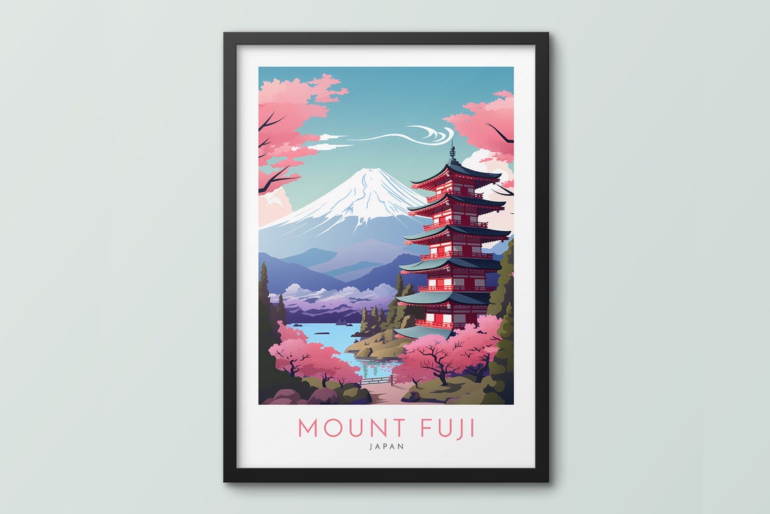 Mount Fuji Travel Poster Wall Art Print Tokyo Poster Japan Print Mount ...