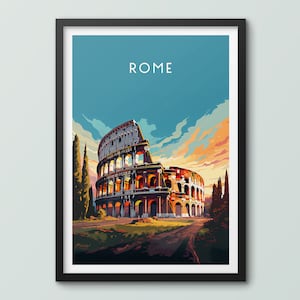 Rome Travel Poster Wall Art Print Rome Poster Italy Print Colosseum Art Print Colosseum Poster Travel Print Rome City Print