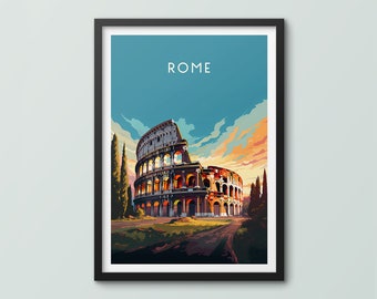 Rome Travel Poster Wall Art Print Rome Poster Italy Print Colosseum Art Print Colosseum Poster Travel Print Rome City Print