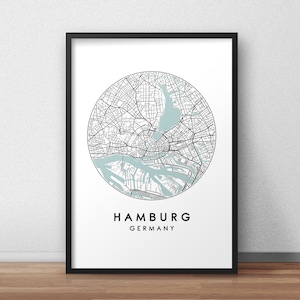 Hamburg City Map Print, Street Map Art, Hamburg Map Poster, Hamburg Map Print, City Map Wall Art, Hamburg Map, Travel Poster, Map Print