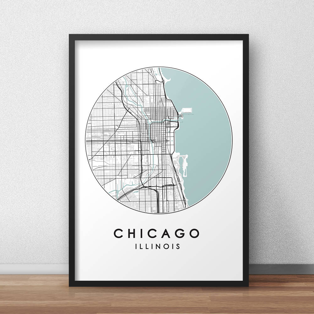 Chicago City Map Print, Street Map Art, Chicago Map Poster, Chicago Map ...