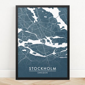 Impresión del mapa de la ciudad de Estocolmo, arte del mapa de la calle, cartel del mapa de Estocolmo, impresión del mapa de Estocolmo, arte de la pared del mapa de la ciudad, mapa de Estocolmo, cartel de viaje