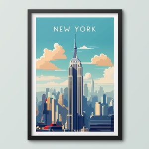 Póster de viaje de Nueva York Impresión de arte de pared Póster de Nueva York Impresión del Empire State Impresión artística de Nueva York Póster de viaje de Nueva York Impresión de la ciudad de Nueva York