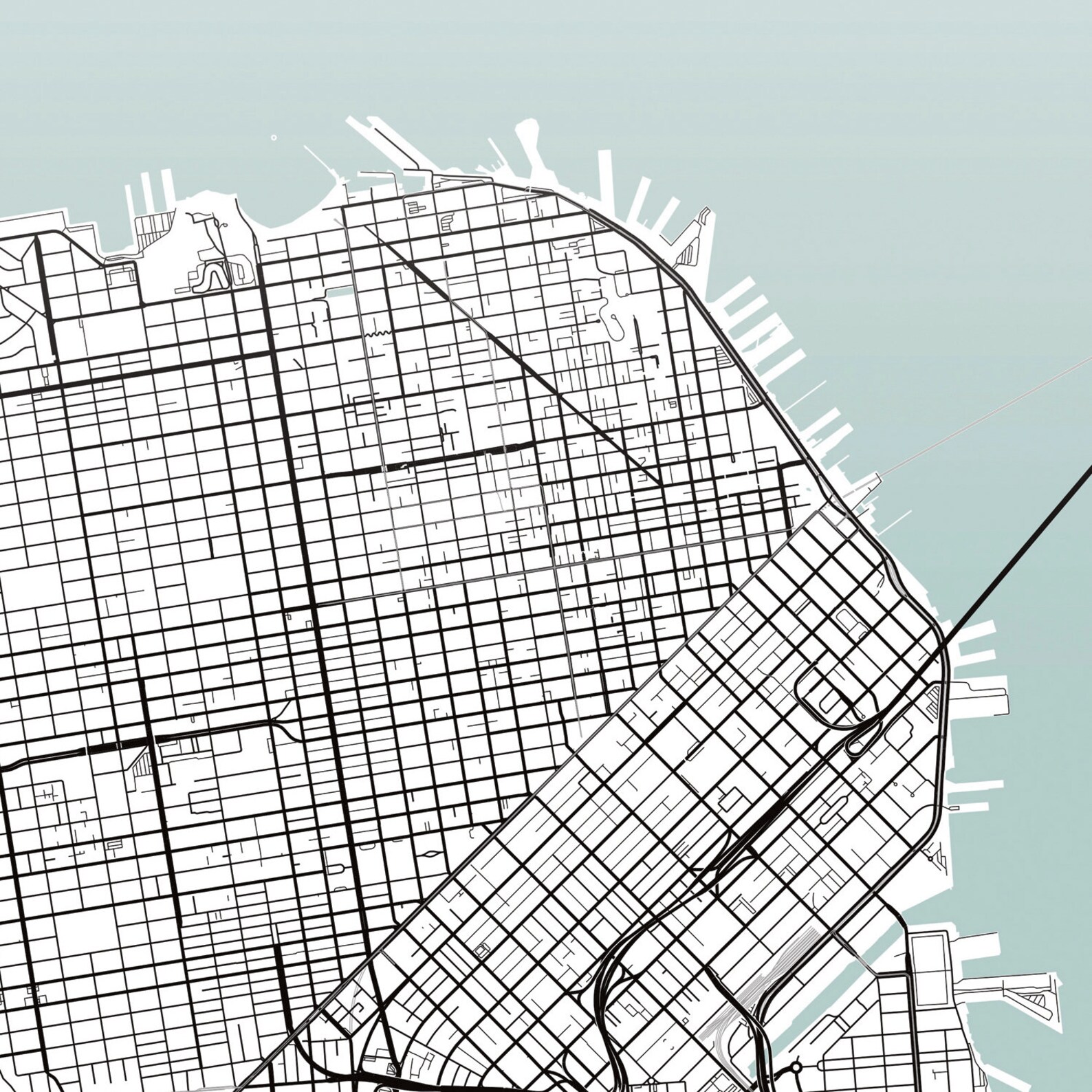 San Francisco City Map Print Street Map Art San Francisco | Etsy