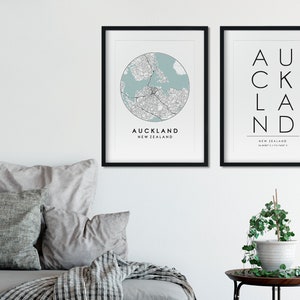 Ensemble d'impressions d'Auckland, plan de la ville d'Auckland, impression typographie, impression d'Auckland, impression de plan de rue, impression de voyage, affiche de voyage, impression de carte