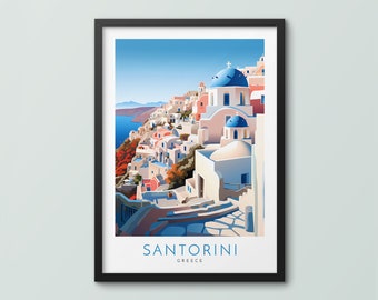 Santorini Travel Poster Wall Art Print Santorini Poster Santorini Print Oia Art Print Travel Print Santorini City Print